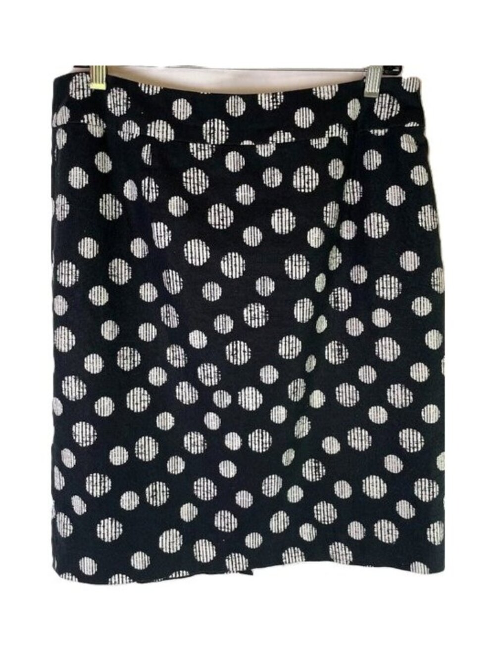 Banana Republic Linen Cotton Pencil Skirt Black White Polka Dots Size 12